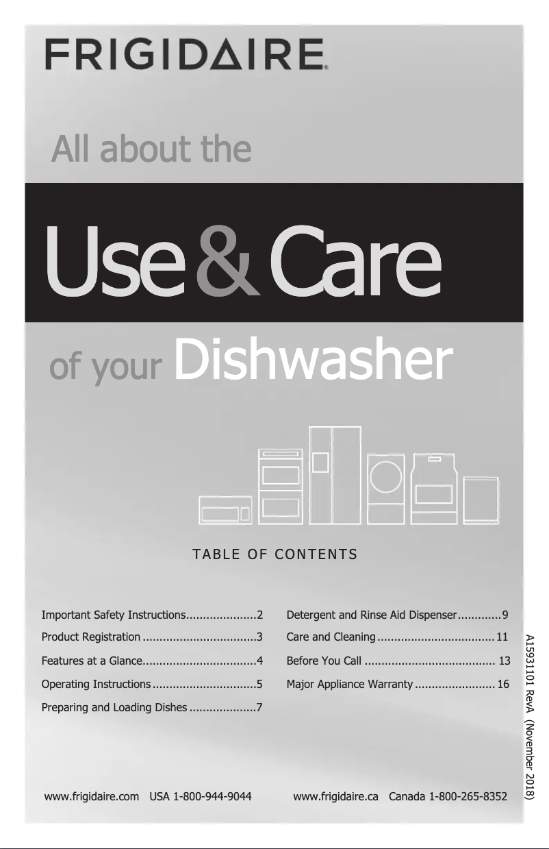 Image de la première page du manuel de l'appareil FFBD1831UW