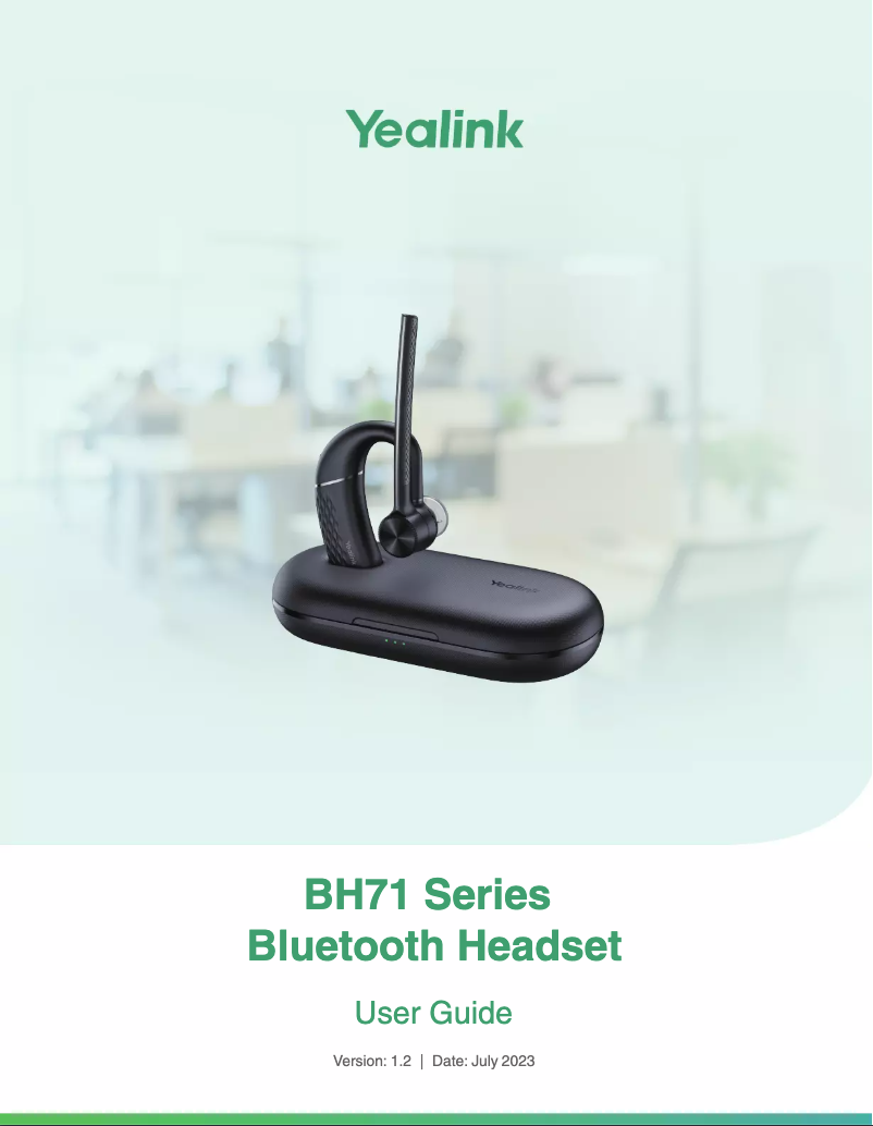 Page 1 de la notice Manuel utilisateur Yealink BH71