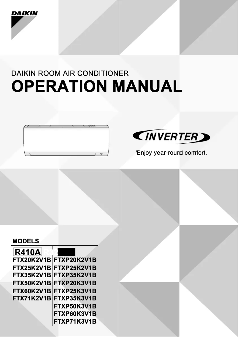 Page 1 de la notice Manuel utilisateur Daikin FTXP35K2V1B