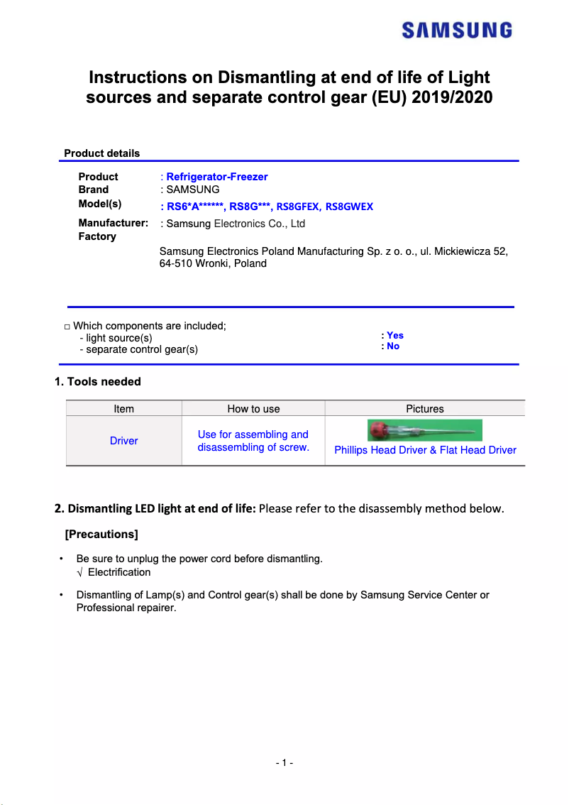 Page 1 de la notice Manuel utilisateur Samsung RS6GA8821SL