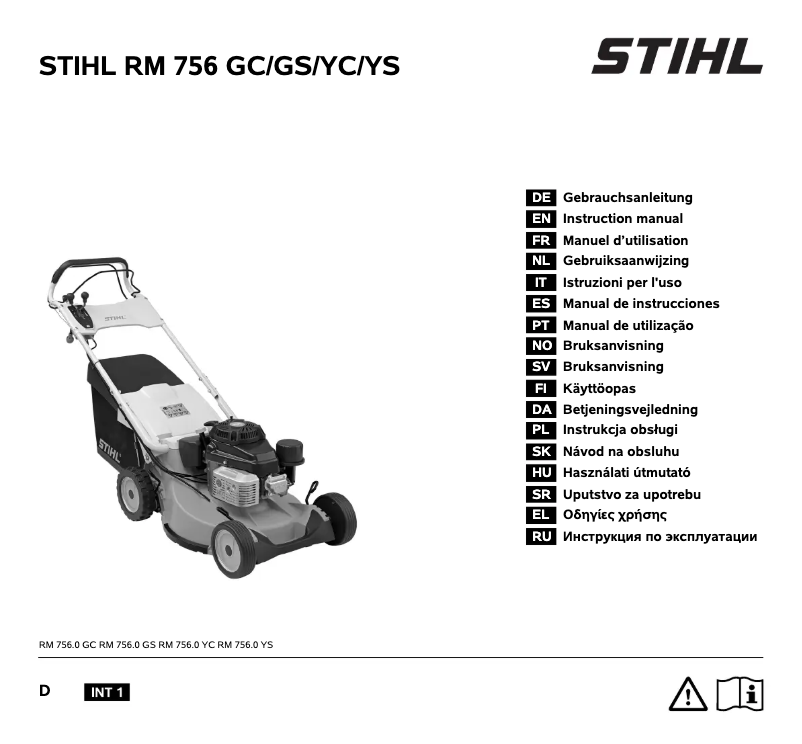 Page 1 de la notice Manuel utilisateur Stihl RM 756 YS