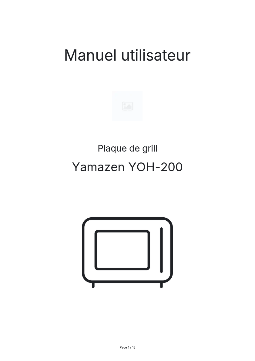 Image de la première page du manuel de l'appareil YOH-200