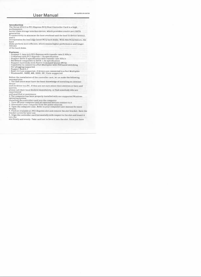 Page 1 de la notice Manuel utilisateur Syba SY-PEX40015