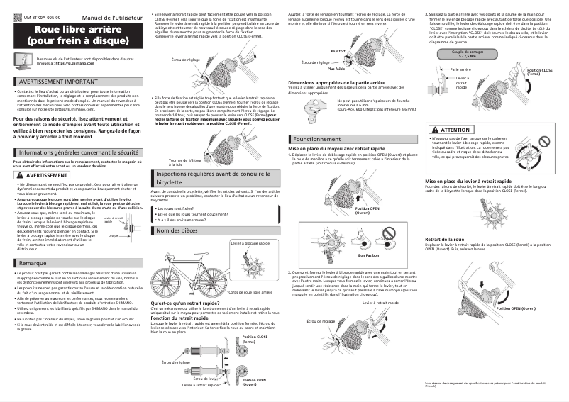Página 1 del manual Manual de usuario Shimano FH-M9000