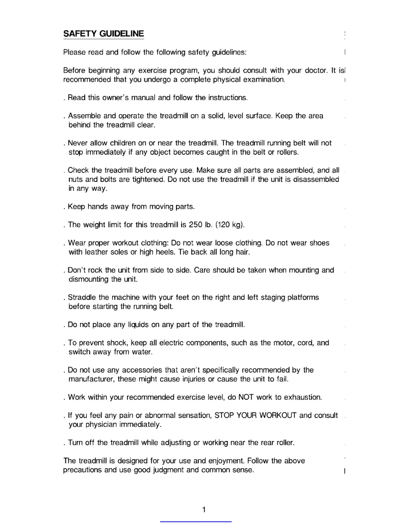 Page 1 de la notice Manuel utilisateur SportsArt 1098