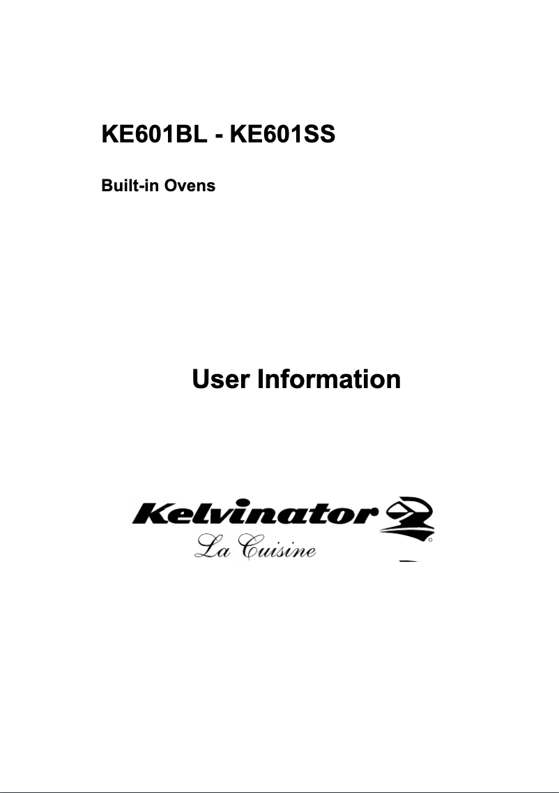 Page n°1 - Manuel utilisateur Kelvinator KE601SS