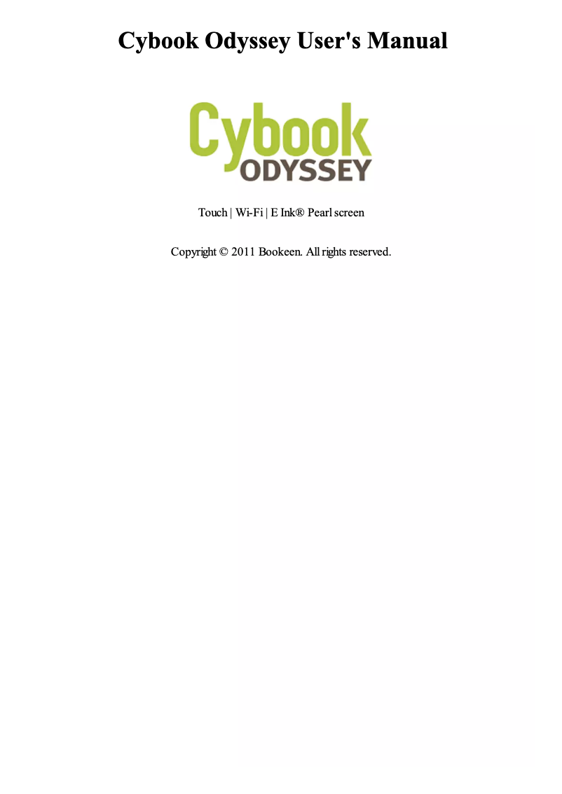 Page 1 de la notice Manuel utilisateur Cybook Odyssey