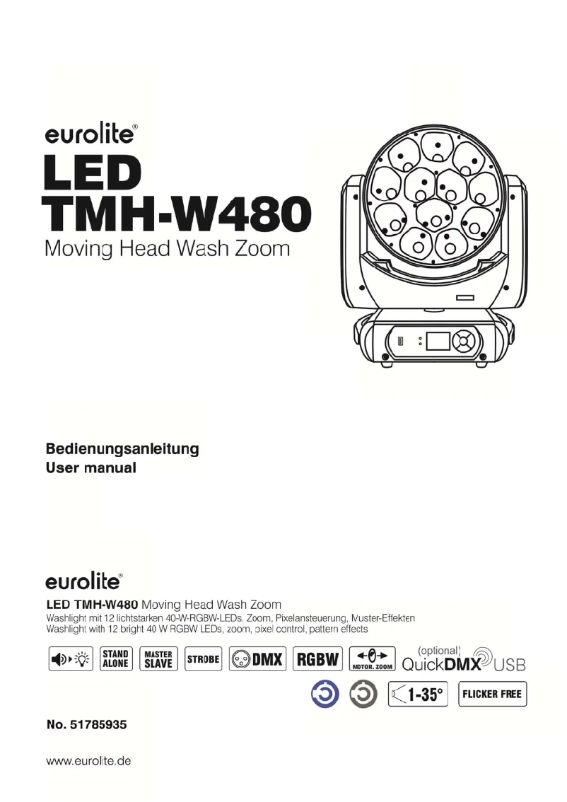 Image de la première page du manuel de l'appareil LED TMH-W480