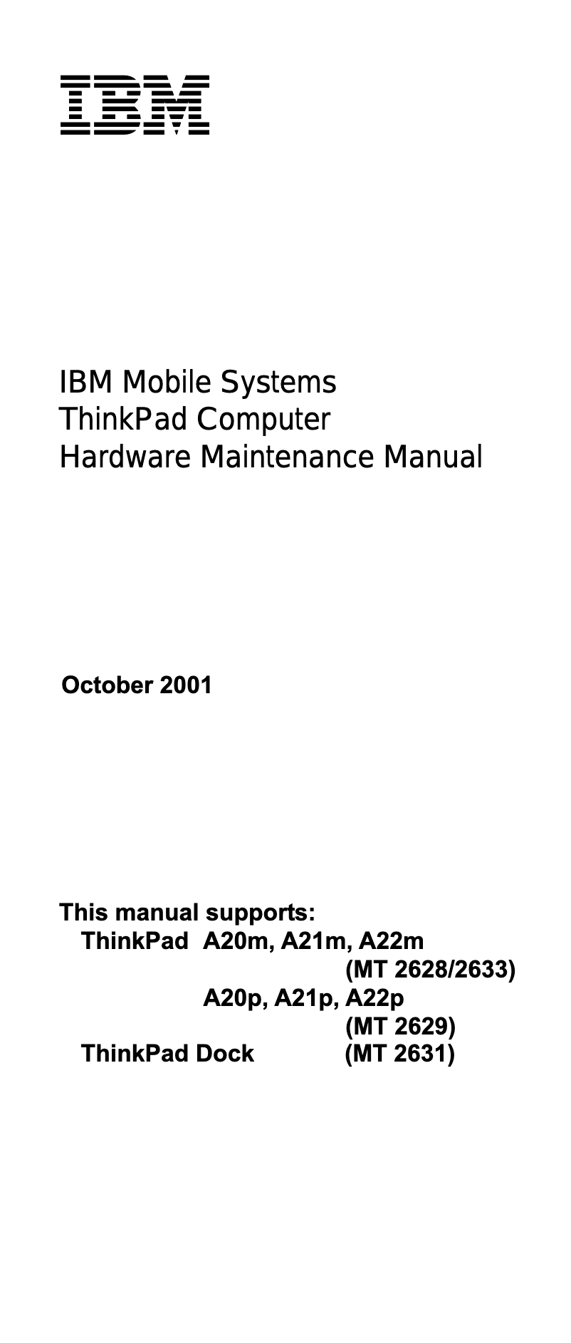 Page 1 de la notice Manuel utilisateur IBM ThinkPad A20