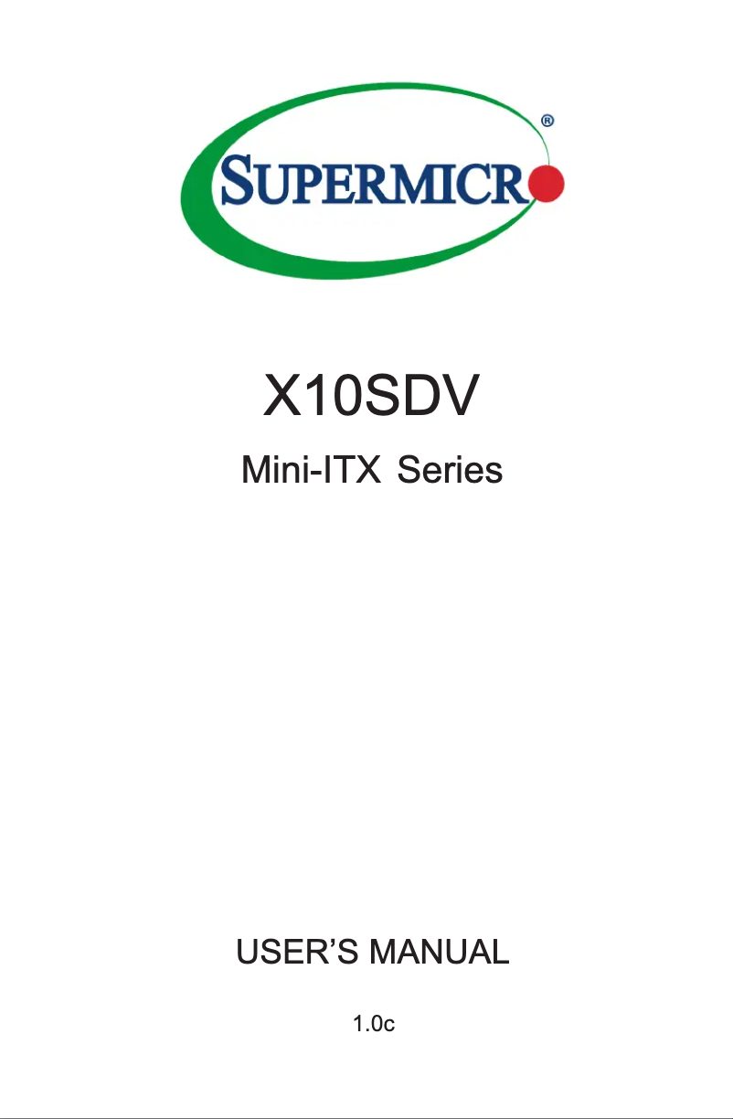 Page n°1 - Manuel utilisateur Supermicro X10SDV-12C-TLN4F+