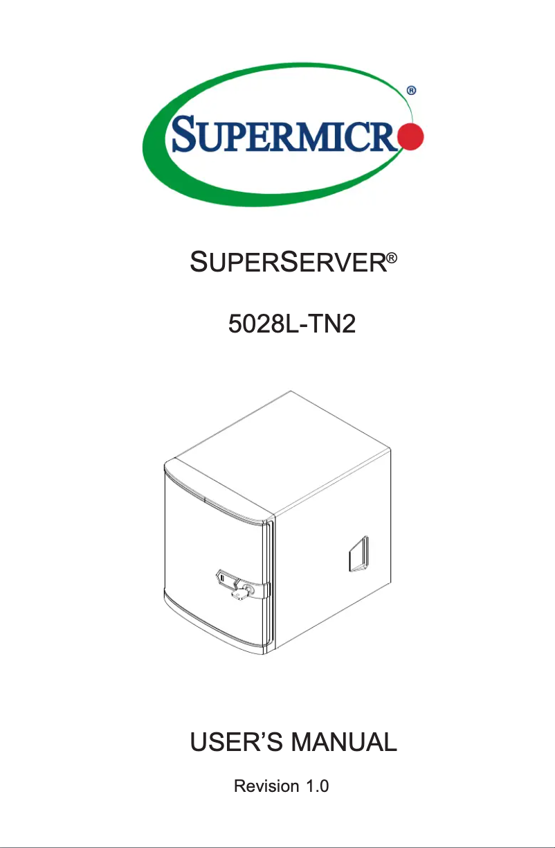 Page 1 de la notice Manuel utilisateur Supermicro SuperServer 5028L-TN2