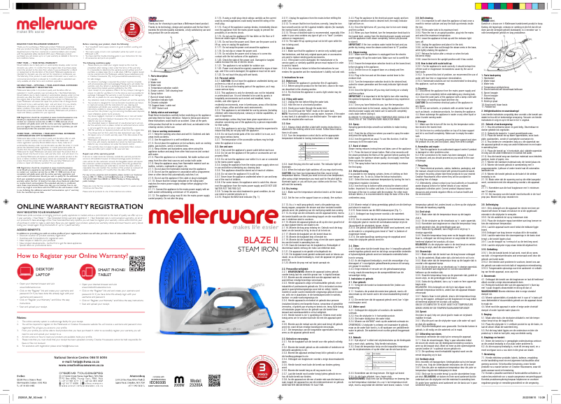Page 1 de la notice Manuel utilisateur Mellerware Blaze II 23200A