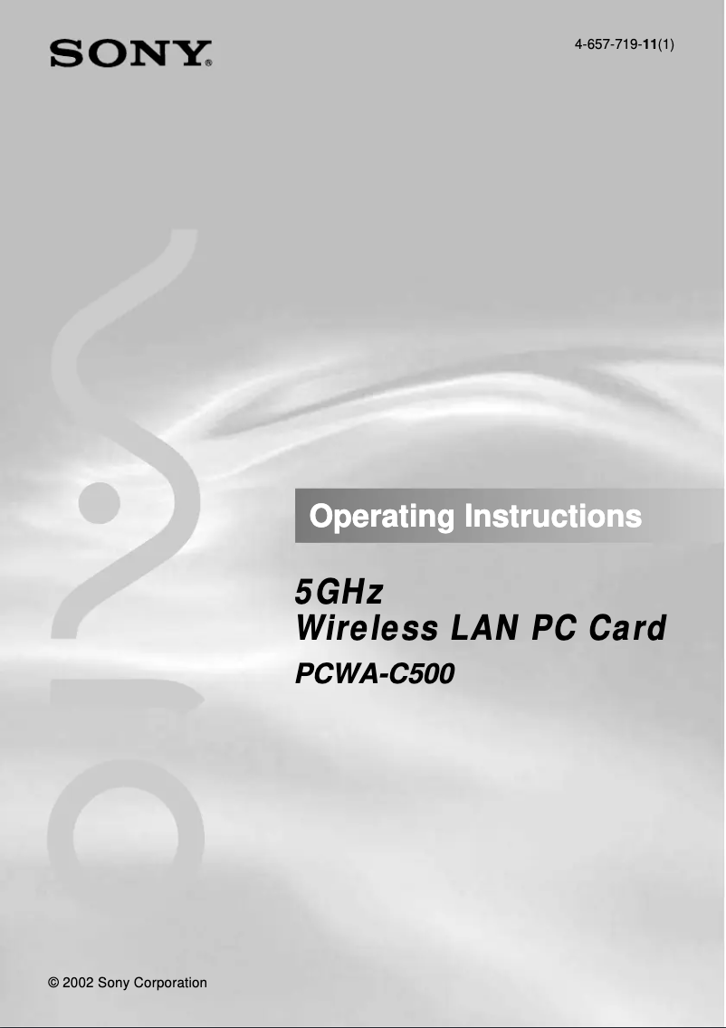 Page n°1 - Manuel utilisateur Sony PCWA-C500