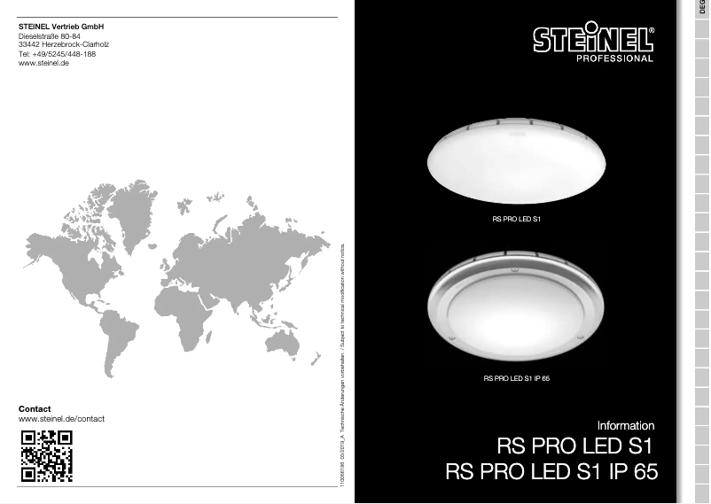 Page 1 de la notice Manuel utilisateur Steinel RS PRO LED S1