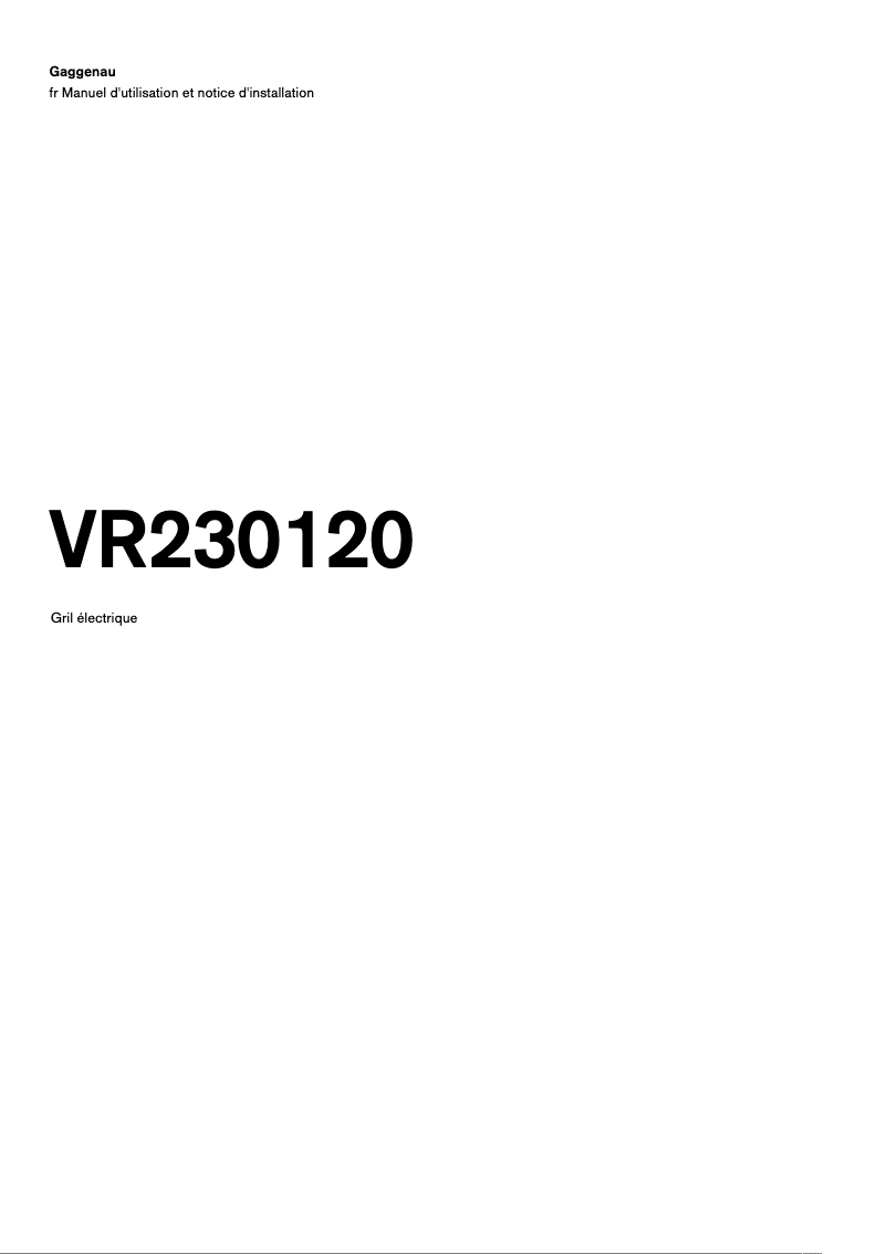 Page n°1 - Guide d'installation Gaggenau VR230120