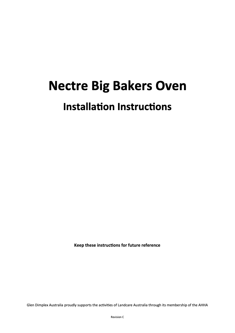 Page n°1 - Manuel utilisateur Nectre Big Bakers Oven