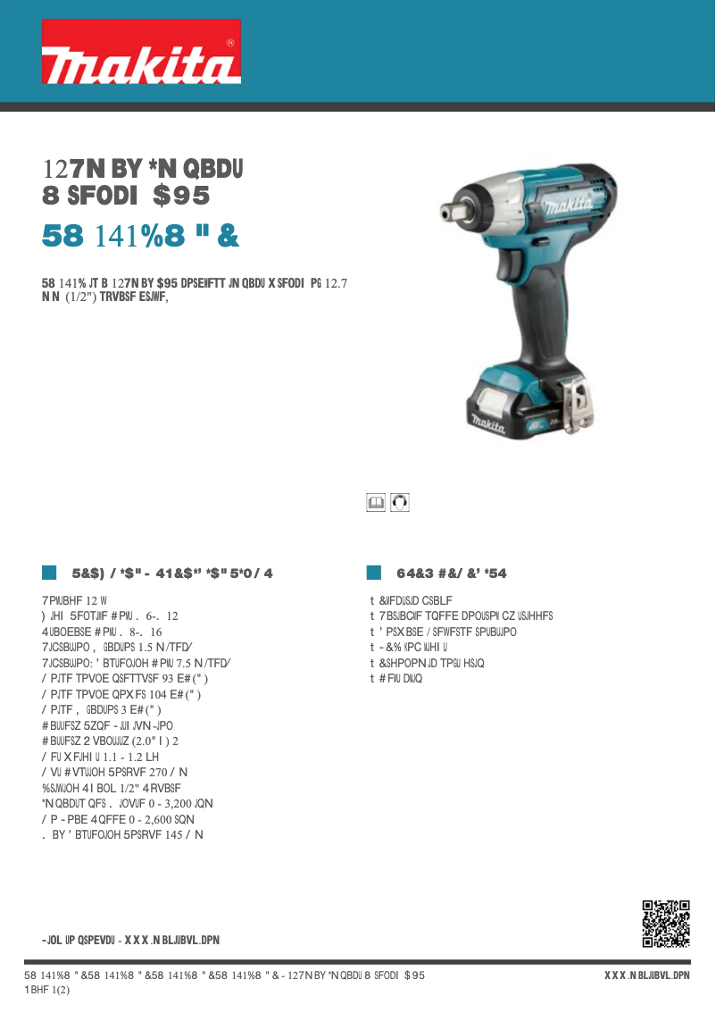 Page 1 de la notice Fiche technique Makita TW141DWAE