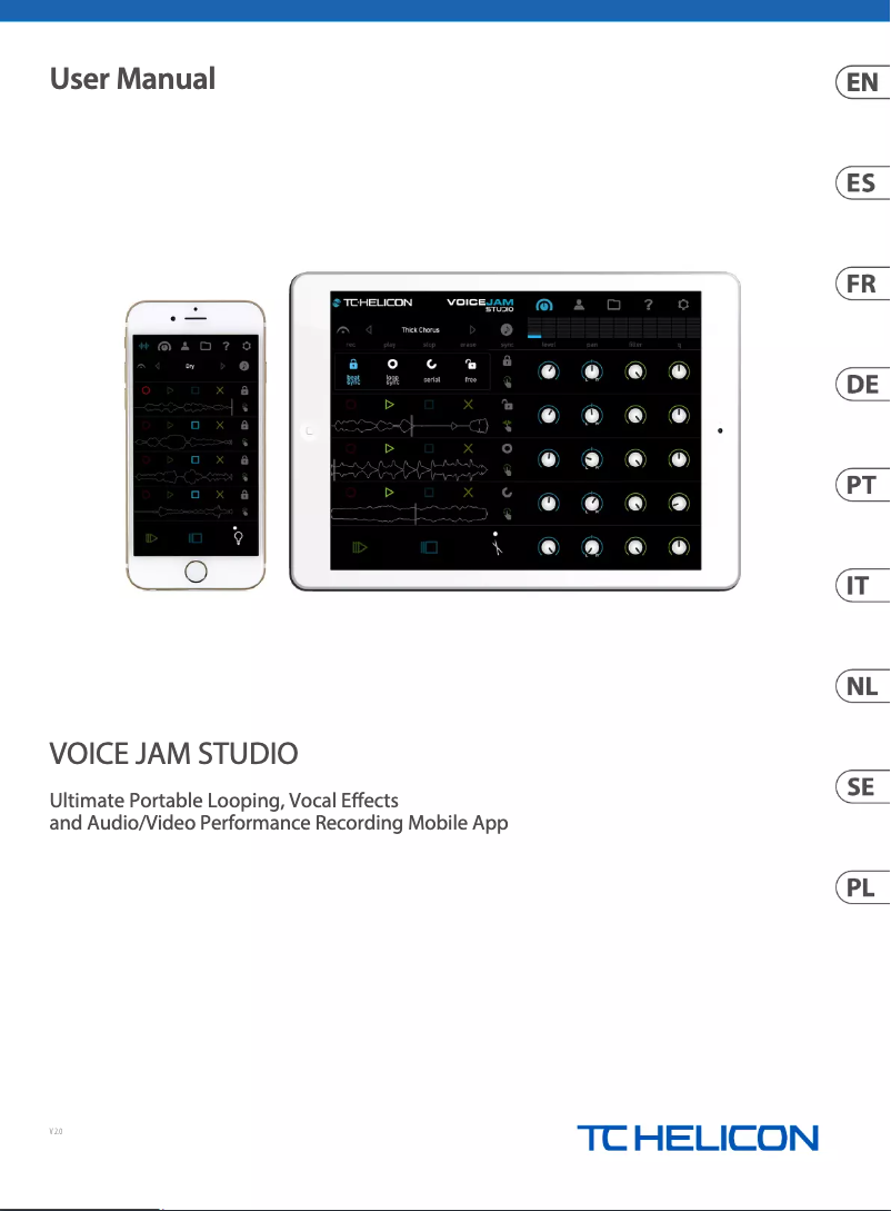 Page n°1 - Manuel utilisateur TC Helicon Voice Jam Studio