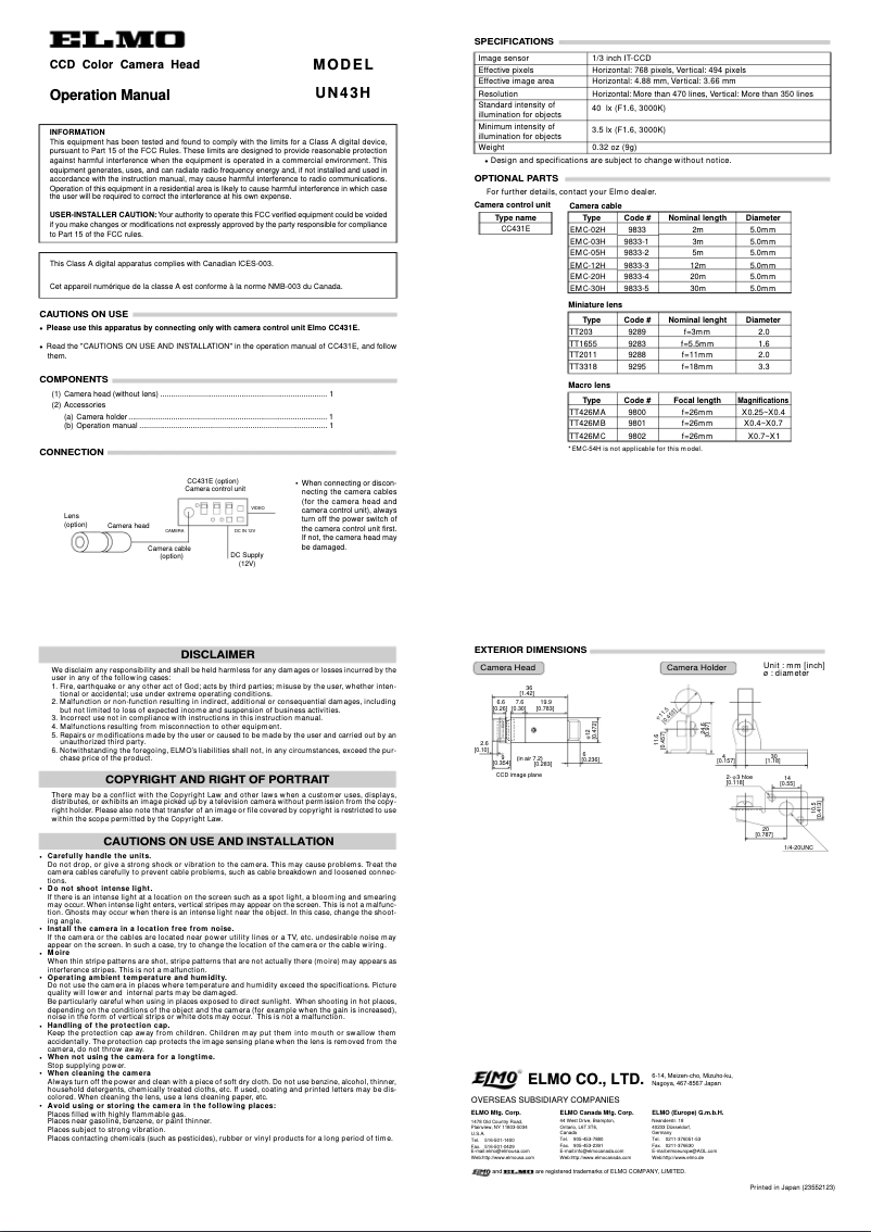 Image de la première page du manuel de l'appareil UN43H