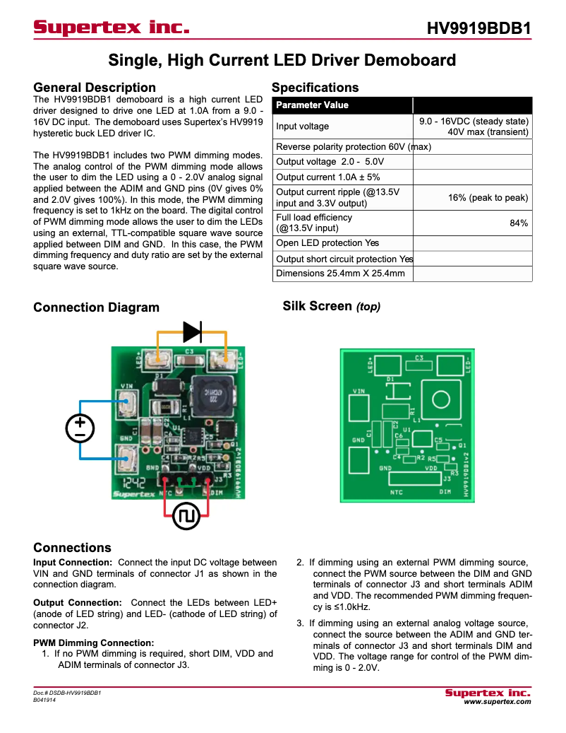 Page 1 de la notice Manuel utilisateur Microchip HV9919BDB1