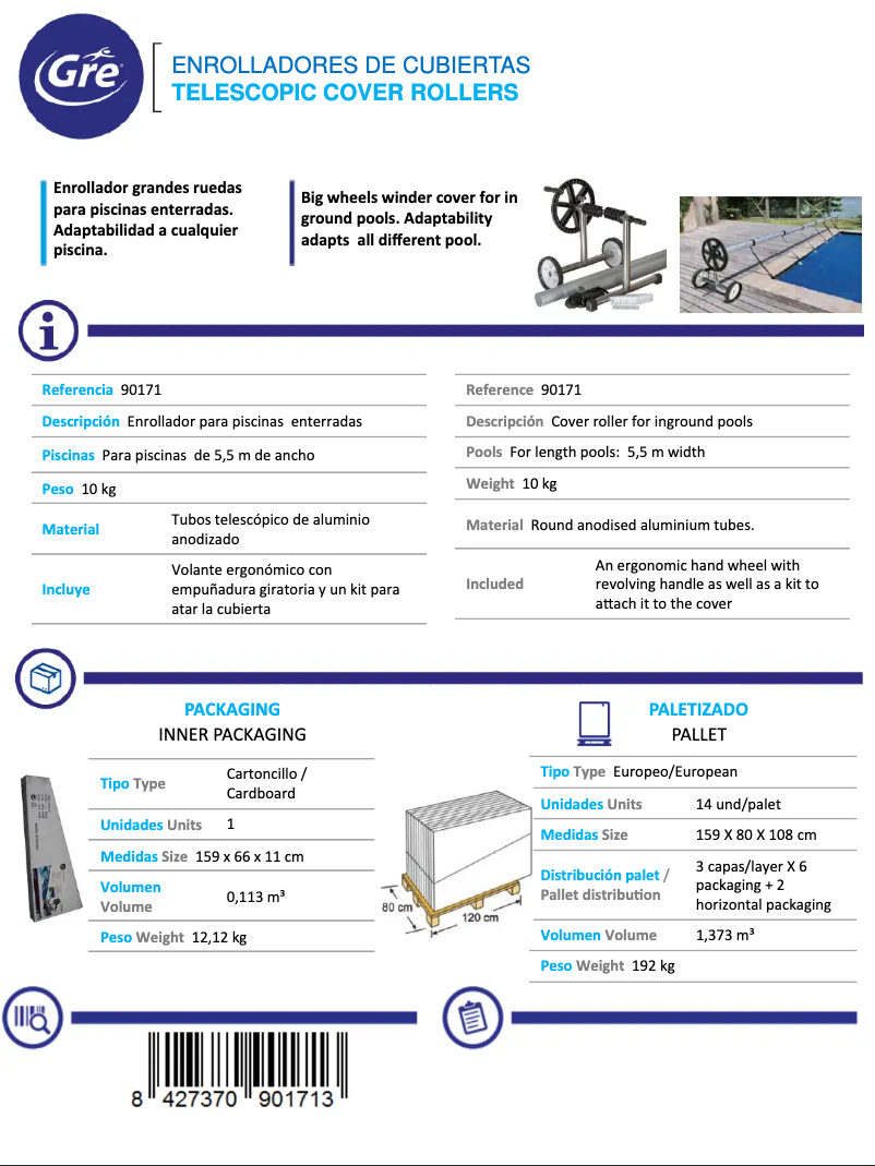 Page 1 de la notice Fiche technique Gre 90171