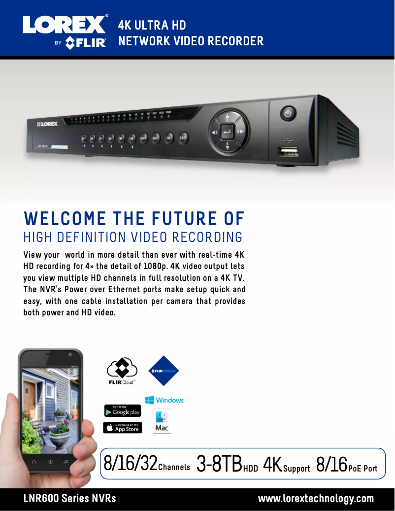 Page 1 de la notice Fiche technique Lorex LNR600