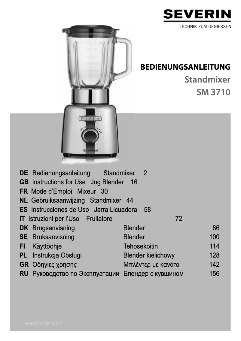 Page n°1 - Manuel utilisateur Severin SM 3710
