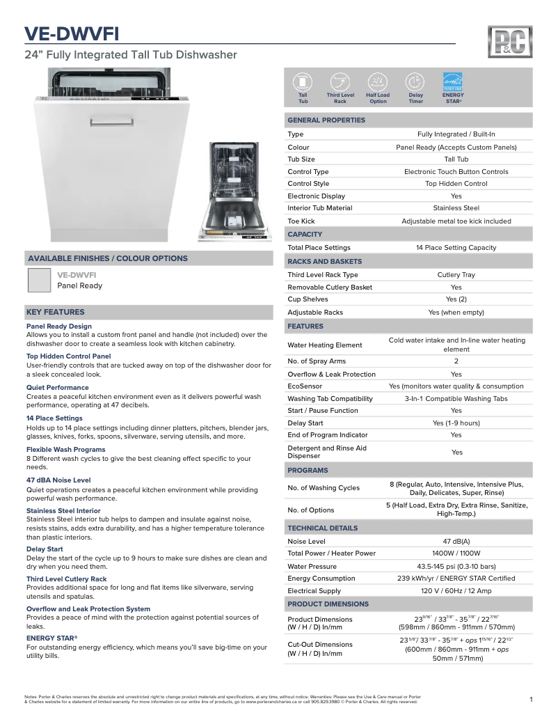 Image de la première page du manuel de l'appareil VE-DWVFI