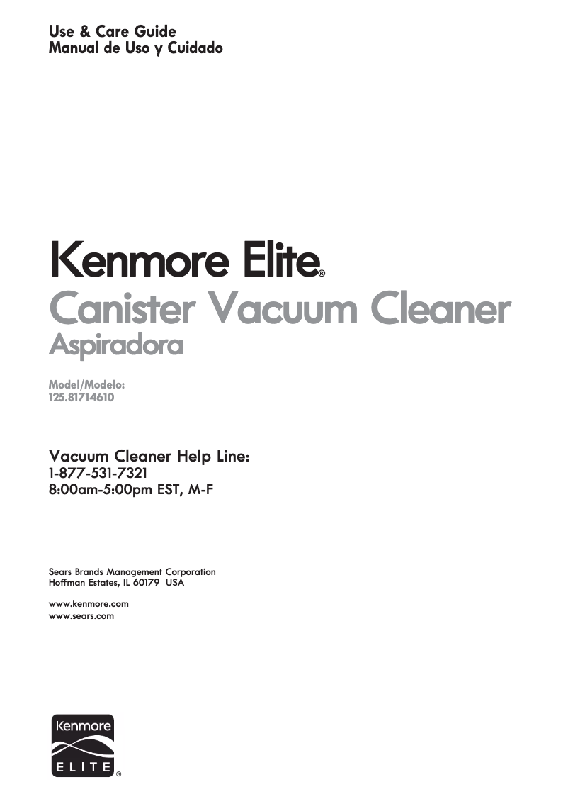 Page 1 of the manual User Manual Kenmore 125.81714610