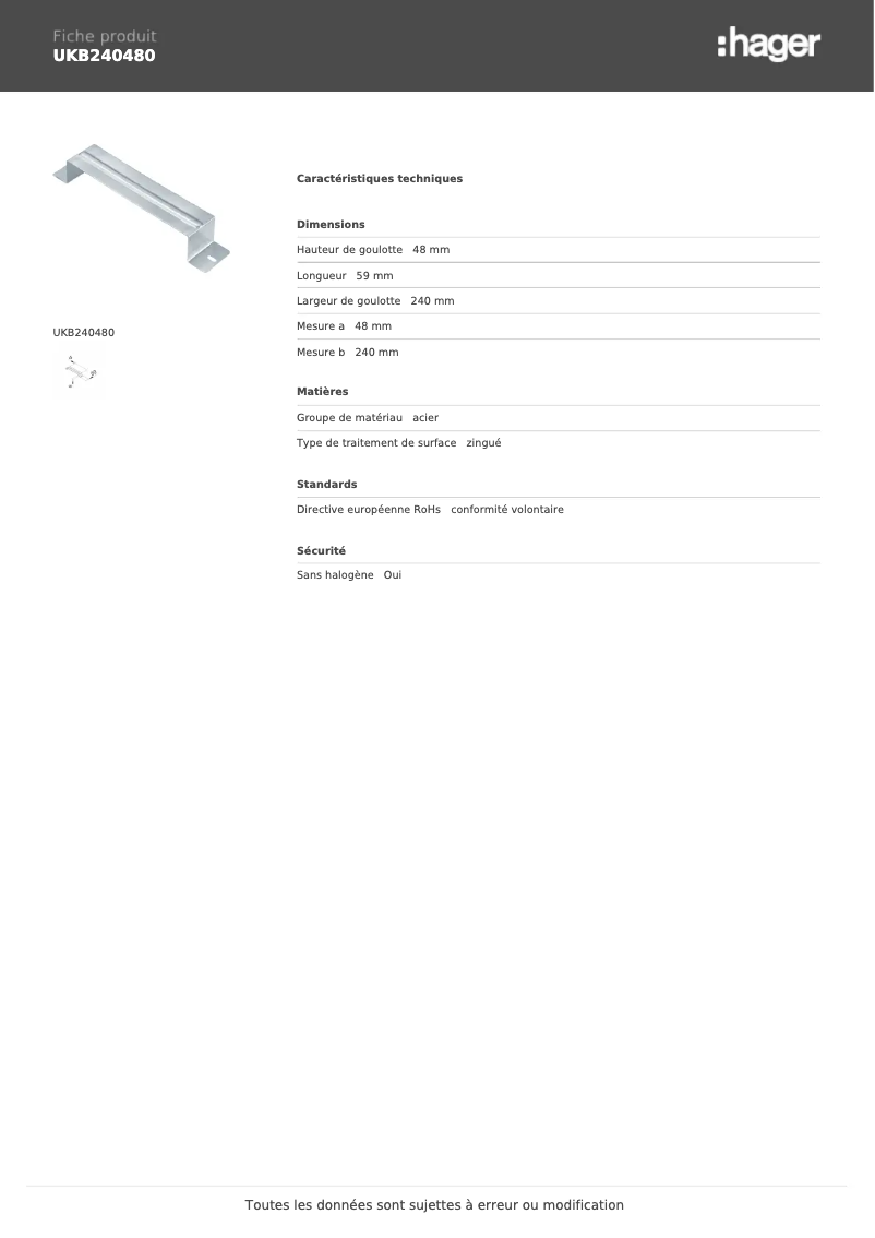 Image de la première page du manuel de l'appareil UKB240480