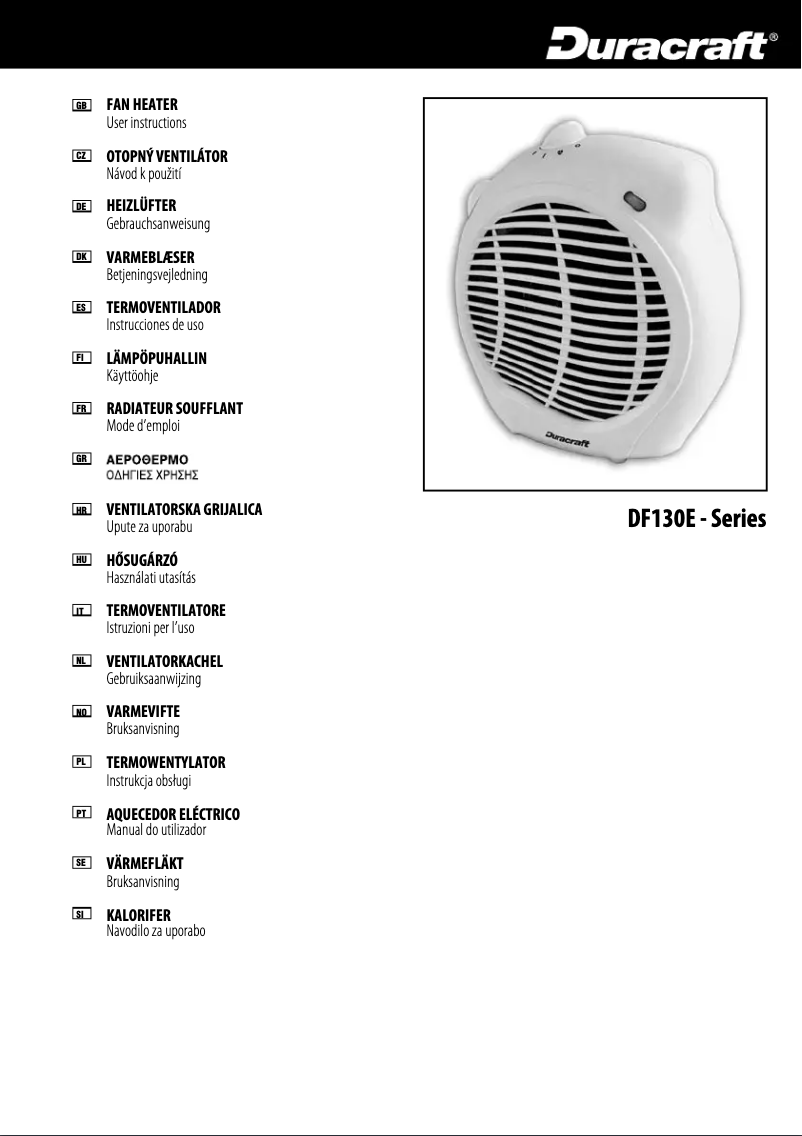 Page 1 de la notice Manuel utilisateur Duracraft DF-130E
