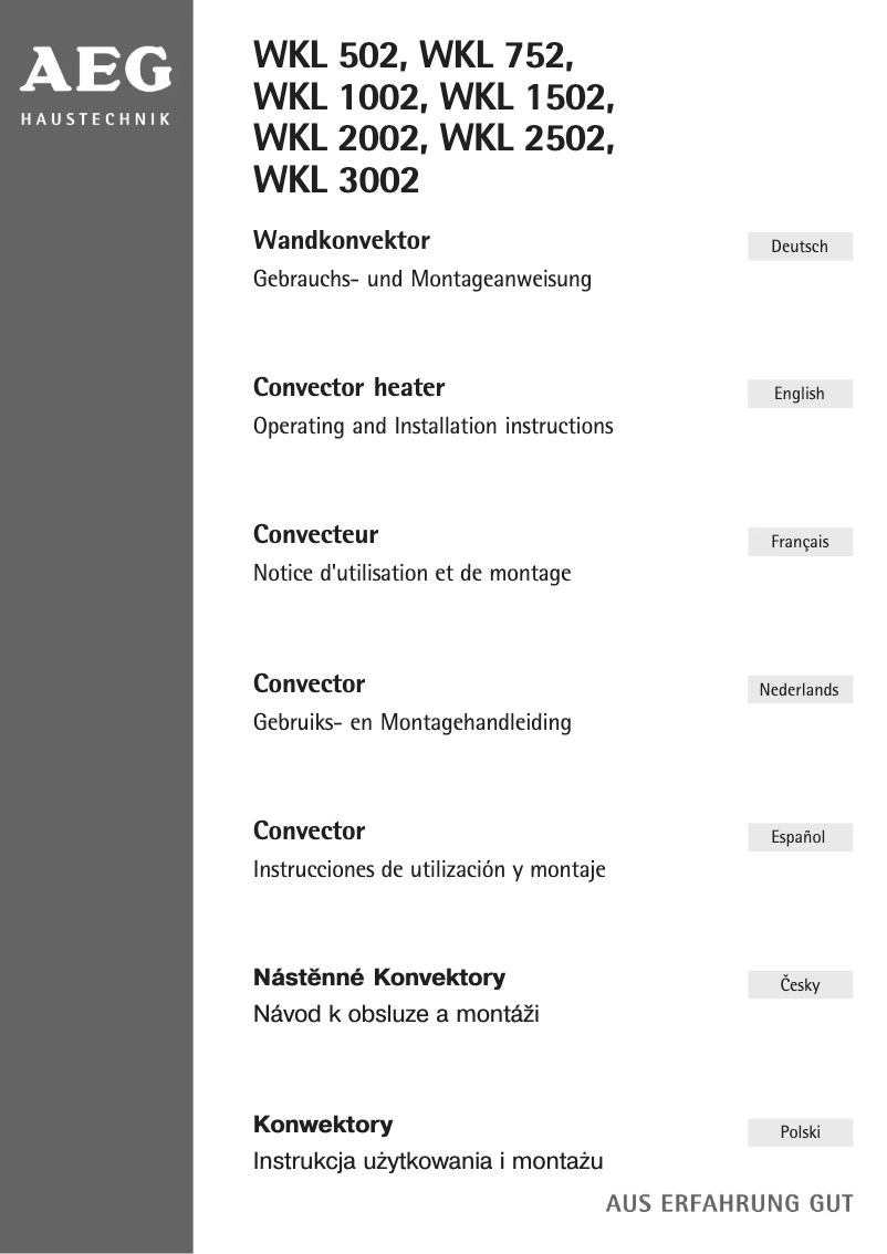 Página 1 del manual Manual de usuario AEG WKL 502