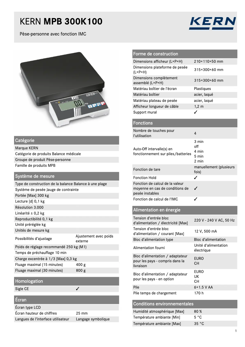 Image de la première page du manuel de l'appareil MPB 300K100
