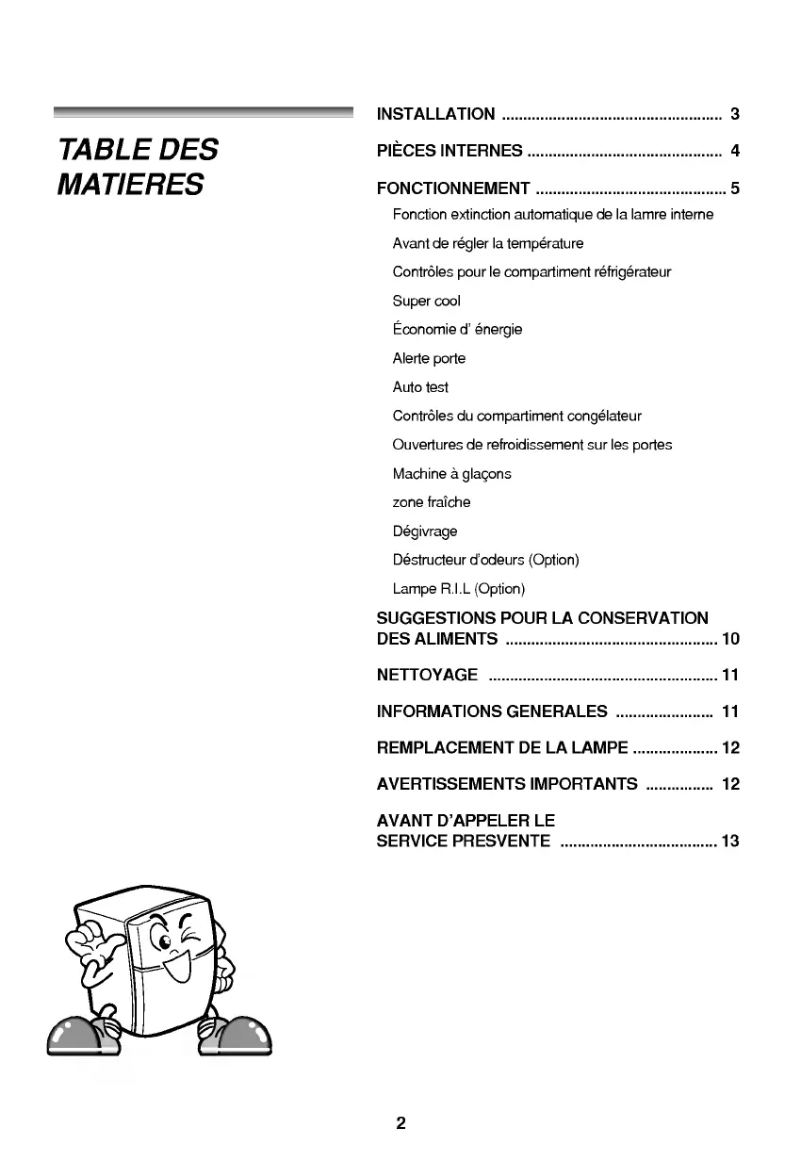 Page 1 de la notice Manuel utilisateur LG GR-S642QLQ