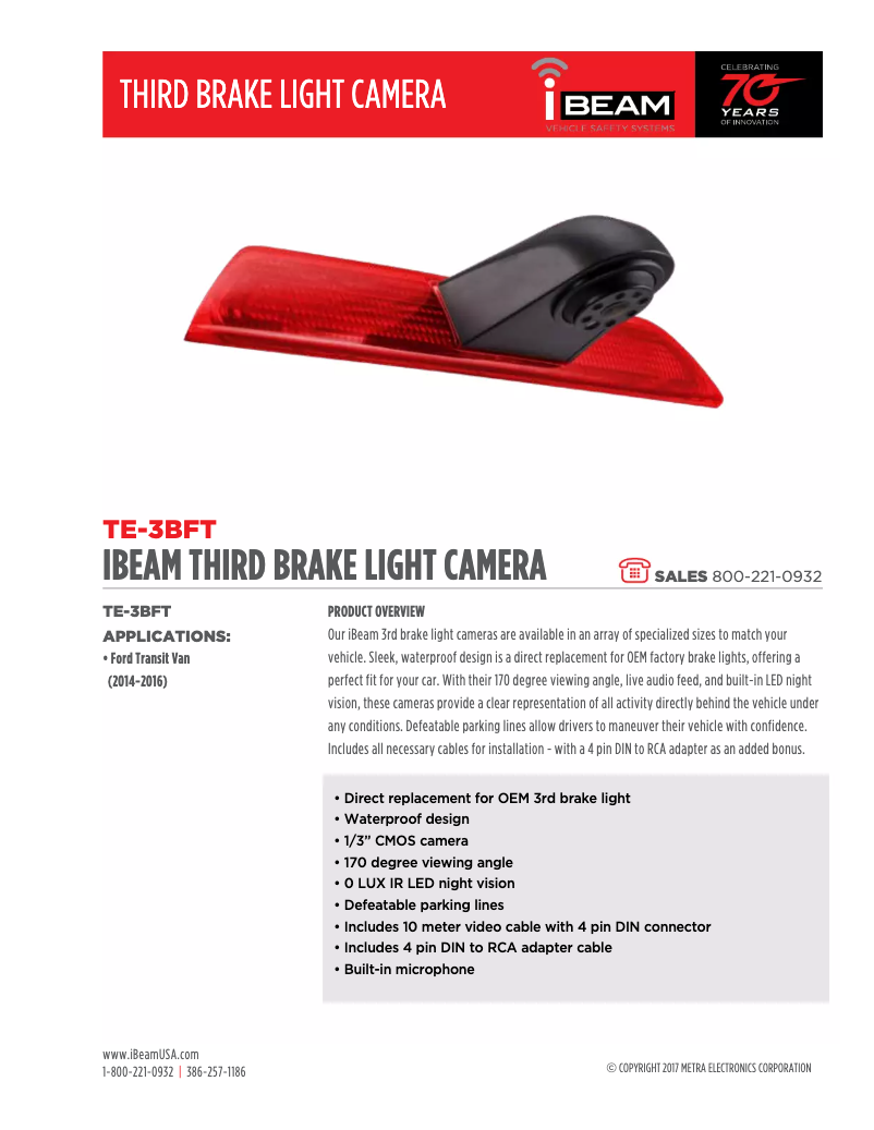 Page 1 de la notice Fiche technique Metra TE-3BFT