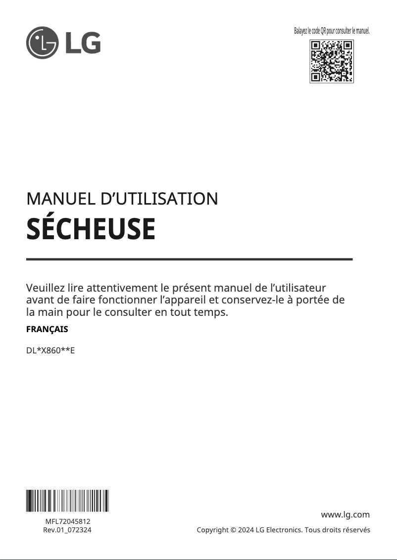Page n°1 - Manuel utilisateur LG DLEX8600BE