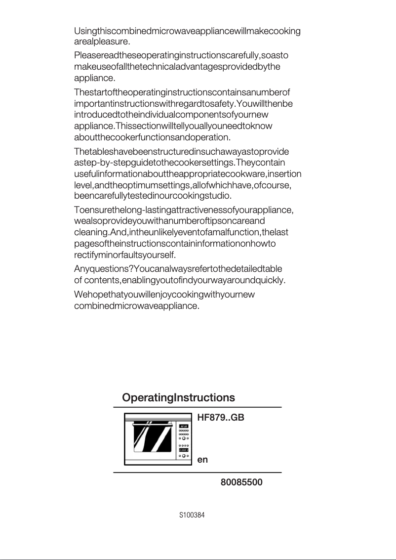Page n°1 - Manuel utilisateur Siemens HF87920