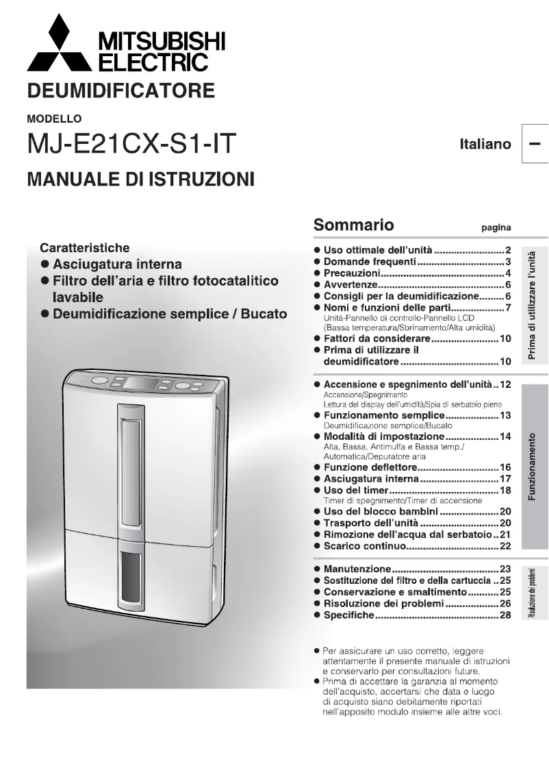 Page 1 de la notice Manuel utilisateur Mitsubishi MJ-E21CX