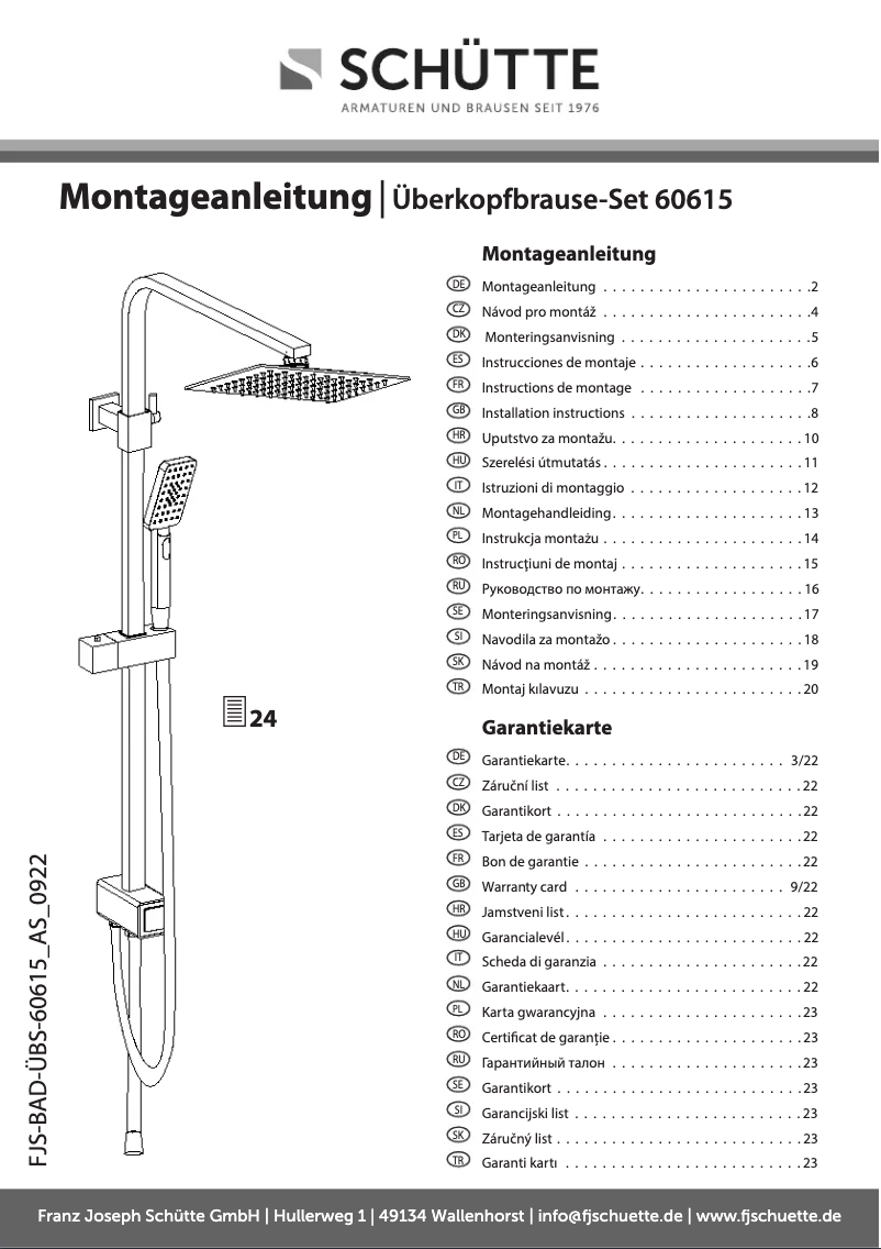 Page 1 de la notice Manuel utilisateur Schütte 60615
