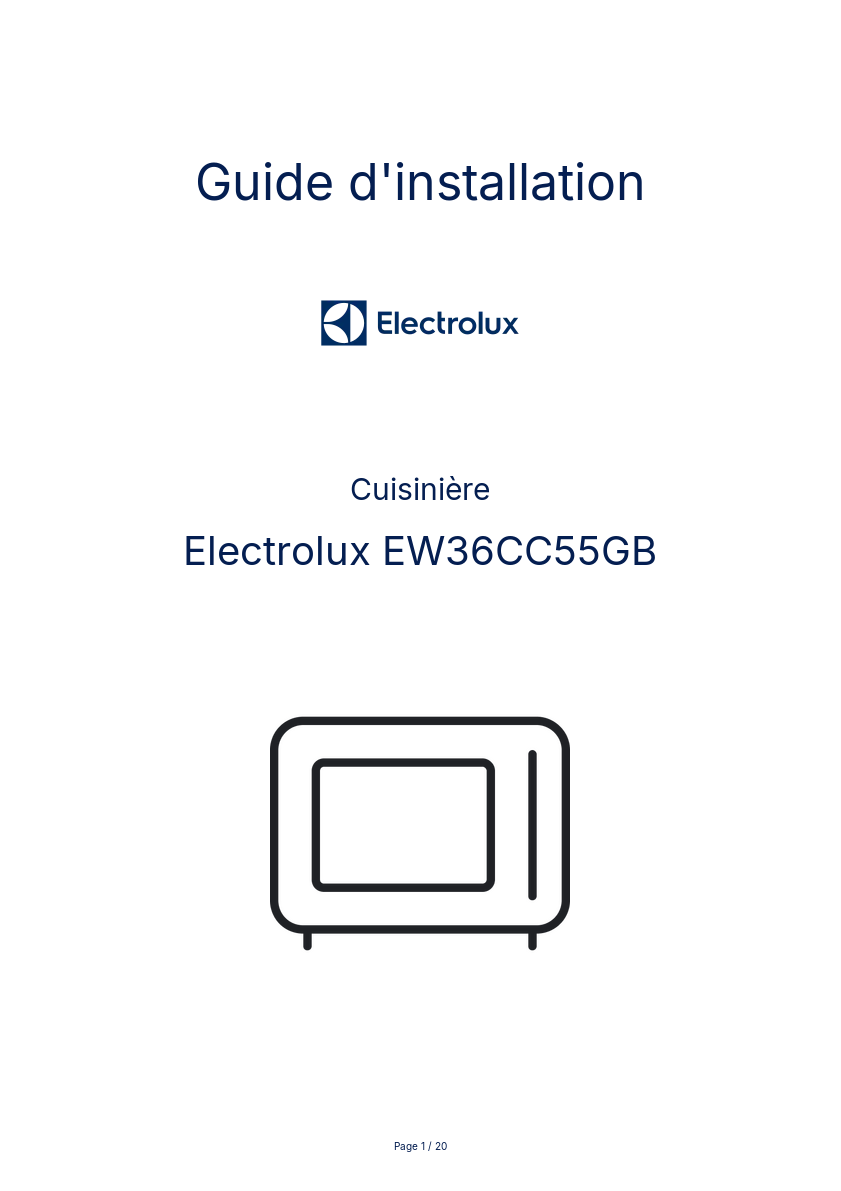 Page n°1 - Guide d'installation Electrolux EW36CC55GB