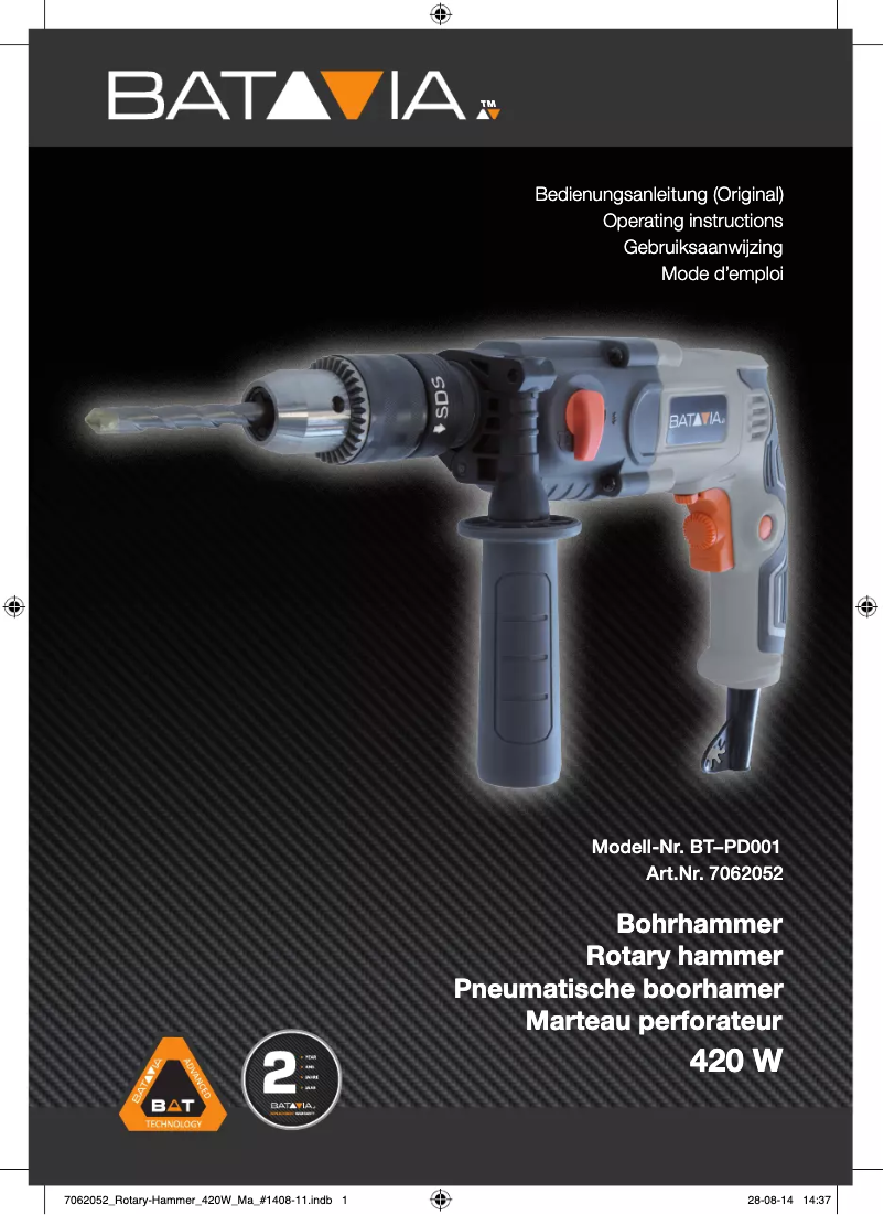 Image de la première page du manuel de l'appareil BT–PD001