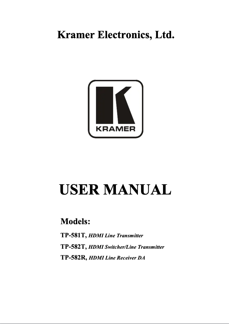 Page n°1 - Manuel utilisateur Kramer TP-581T