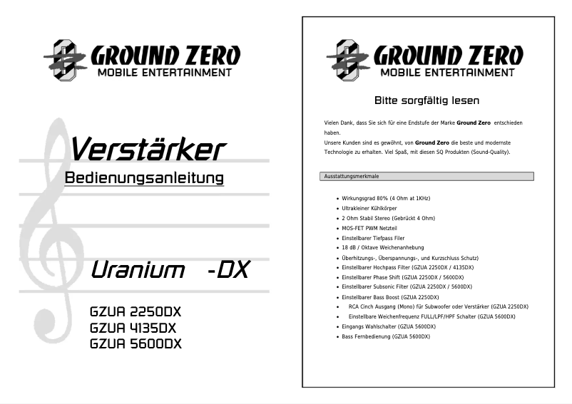 Página 1 del manual Manual de usuario Ground Zero GZUA 2250DX