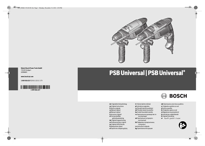 Page 1 de la notice Manuel utilisateur Bosch PSB Universal+