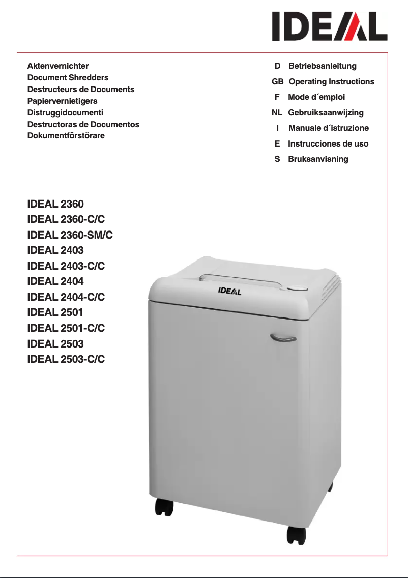 Page n°1 - Manuel utilisateur Ideal 2501