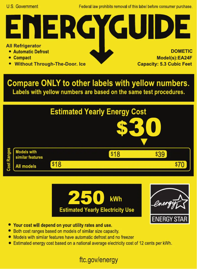 Página 1 del manual Etiqueta energética Dometic EA24F