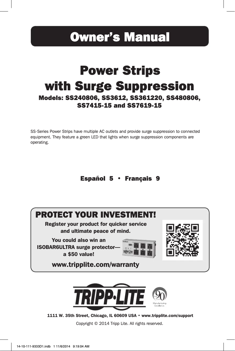 Page n°1 - Manuel utilisateur Tripp Lite SS480806