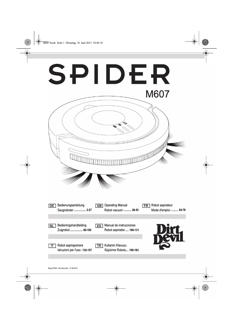 Page 1 de la notice Manuel utilisateur Dirt Devil Spider M607