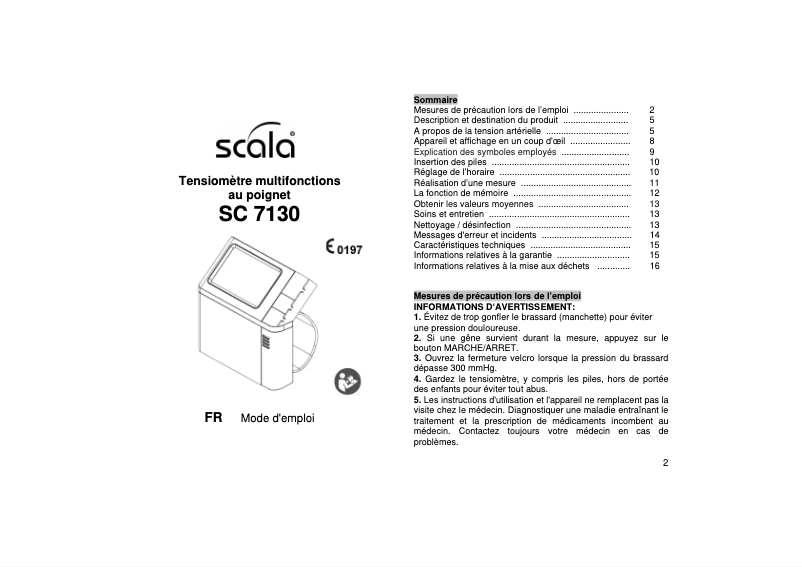 Image de la première page du manuel de l'appareil SC 7130