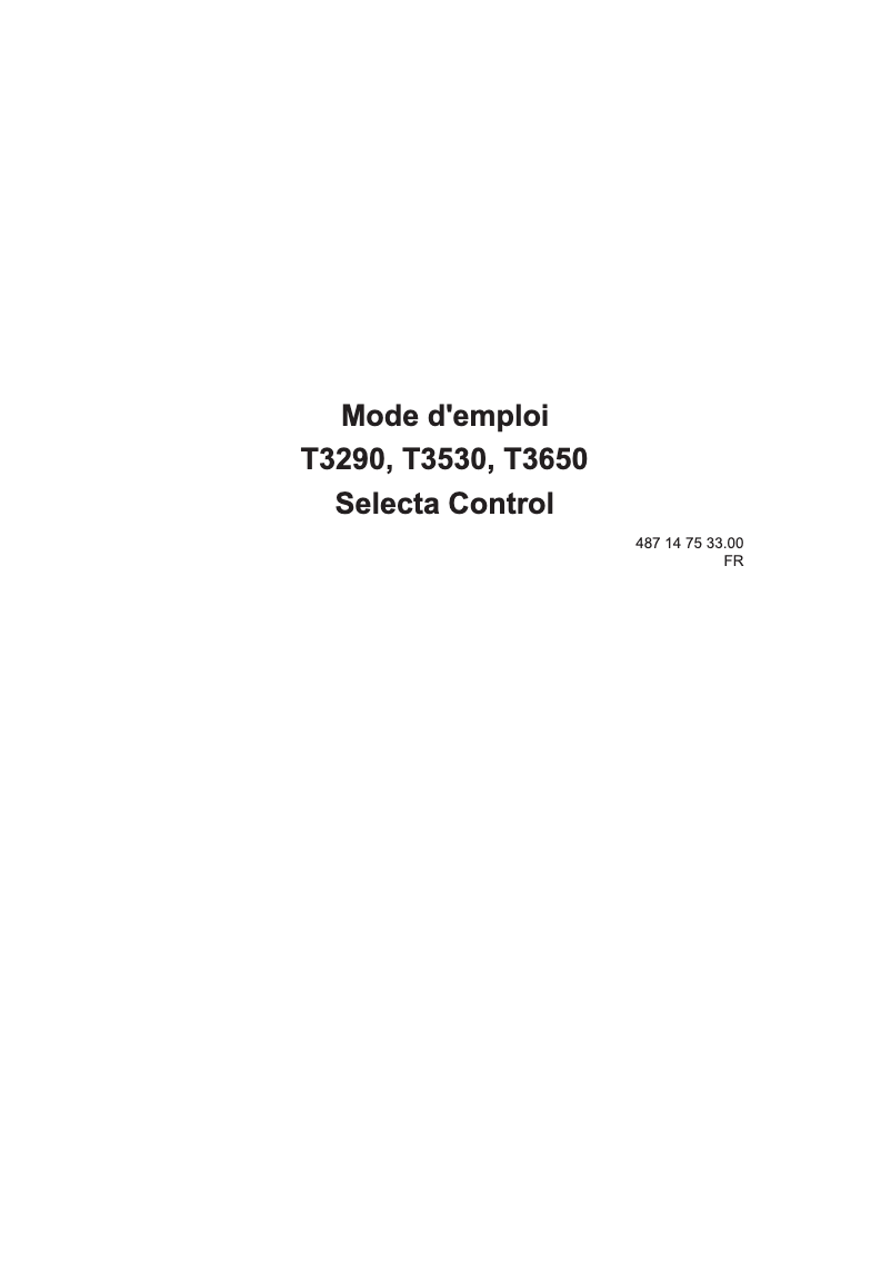 Image de la première page du manuel de l'appareil Selecta Control T3650